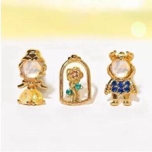 Disney Beauty and the Beast Earrings gold crystal rhinestones